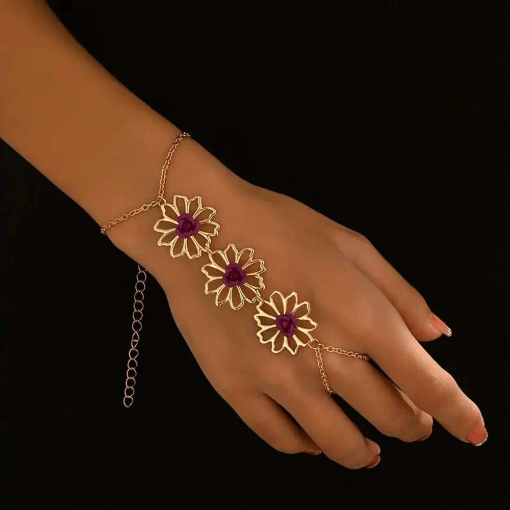 Boho Flower Rose Mitten Bracelet